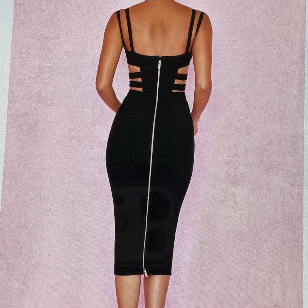 House Of London Elegant Black Evening Dress/midi - Picture 2 of 13